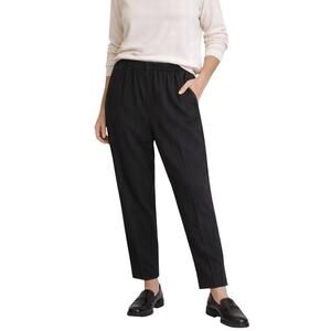COS Wool Tapered Pull On Pants Elastic Waist Black Size 8